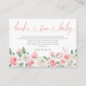 赤面ピンクのフローラ本の赤ちゃん女の子シャワー エンクロージャーカード (正面)