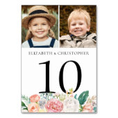 赤面ピンクのフローラ結婚写真のテーブル番号記号 テーブルナンバー (裏面)