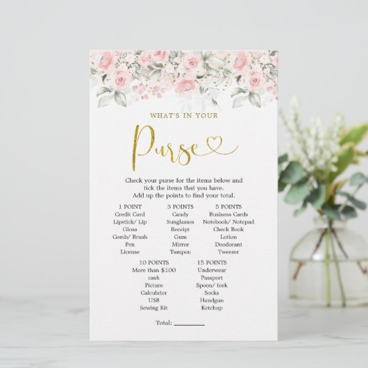 赤面ピンクのフローラ赤ちゃんシャワーあなたの財布の中に何 (スタンド正面)