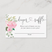 赤面ピンクのフローラ赤ちゃんシャワーおむつラッフルカード エンクロージャーカード (正面)