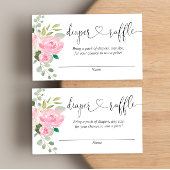 赤面ピンクのフローラ赤ちゃんシャワーおむつラッフルカード エンクロージャーカード