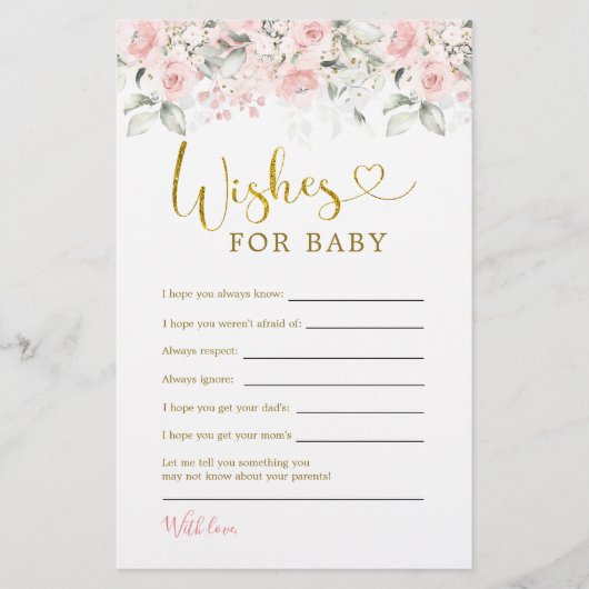 赤面ピンクのフローラ赤ちゃんシャワーの願いベビー (正面)