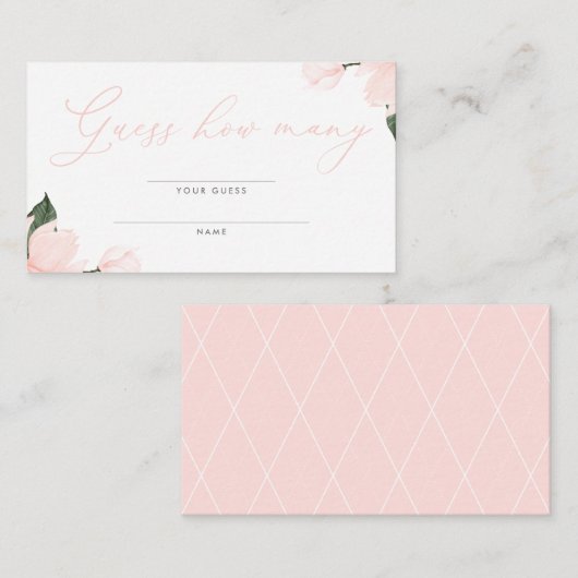 赤面ピンクのフローラ赤ちゃんシャワーはどのくらいか推測 エンクロージャーカード (正面/裏面)