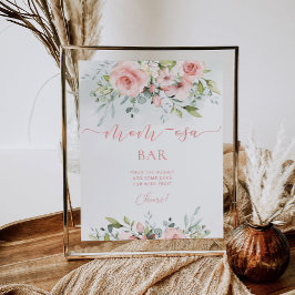 赤面ピンクのフローラ赤ちゃんシャワーMom-osaバー標識 ポスター