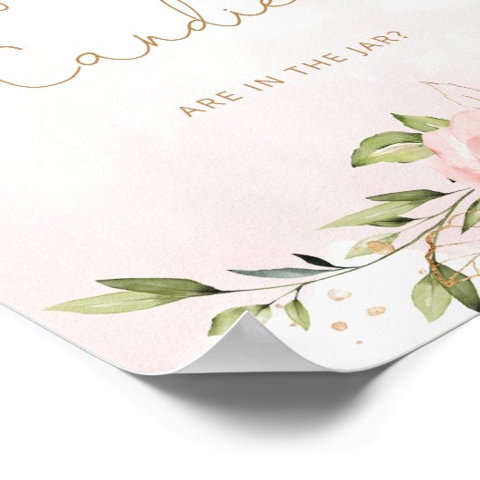 赤面ピンクのフローラ金ゴールドはキャンディーの数を推測 ポスター (角)