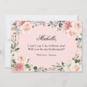 赤面ピンクのフローラ金ゴールドは私の花嫁になる 招待状 (裏面)