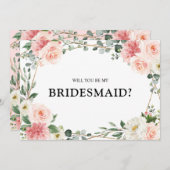 赤面ピンクのフローラ金ゴールドは私の花嫁になる 招待状 (正面/裏面)