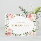 赤面ピンクのフローラ金ゴールドは私の花嫁になる 招待状 (スタンド正面)