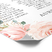 赤面ピンクのフローラ金ゴールドキンセアニラ座席表 ポスター (角)