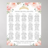 赤面ピンクのフローラ金ゴールドキンセアニラ座席表 ポスター (正面)