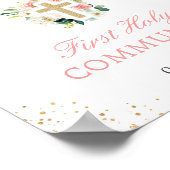 赤面ピンクのフローラ金ゴールドクロス最初の交代記号 ポスター (角)