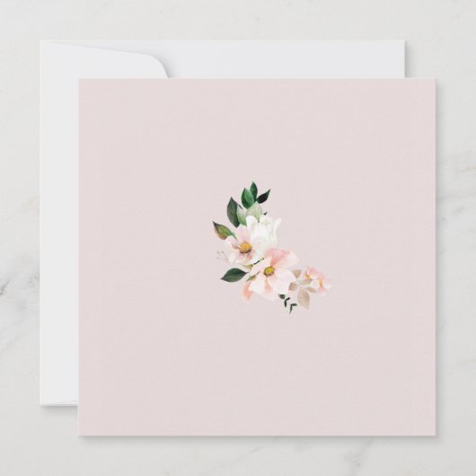 赤面ピンクのフローラ金ゴールドフォイル女の子シャワー 招待状 (裏面)