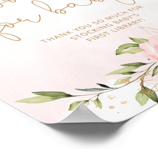 赤面ピンクのフローラ金ゴールドフォイル本ベビーポスター ポスター (角)