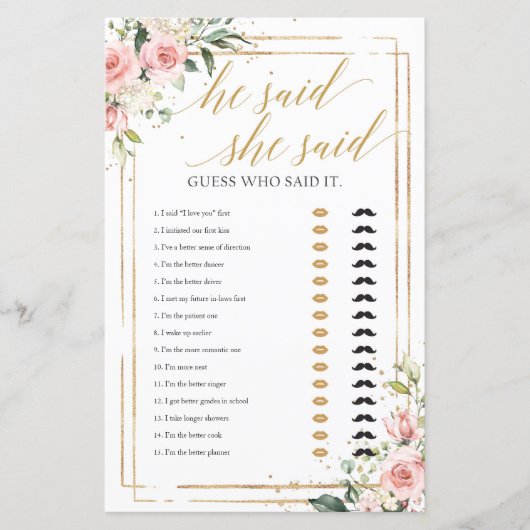 赤面ピンクのフローラ金ゴールドフレーム彼は彼女はゲームを言った (正面)