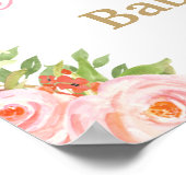 赤面ピンクのフローラ金ゴールド妖精ベイビーシャワーへようこそ ポスター (角)