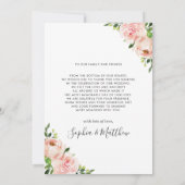 赤面ピンクのフローラ金ゴールド幾何学的結婚写真 サンキューカード (裏面)