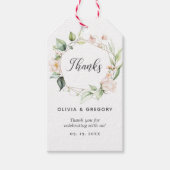 赤面ピンクのフローラ金ゴールド幾何学的結婚枠 ギフトタグ (正面)