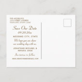 赤面ピンクのフローラ金ゴールド結婚フレーム救のDave 案内ポストカード (裏面)