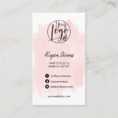 赤面ピンクのブラシヘアメイクアップフォトロゴqrコード 名刺 (正面)