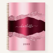 赤面ピンクのブルゴーニュのアゲート大理石名 ノートブック (正面)