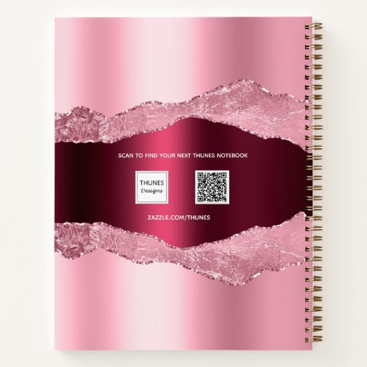 赤面ピンクのブルゴーニュのアゲート大理石名 ノートブック (裏面)