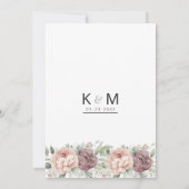 赤面ピンクのブルゴーニュのミントピーニー結婚フローラ 招待状 (裏面)