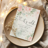 赤面ピンクのベビー外のベビーシャワーが冷たい 招待状