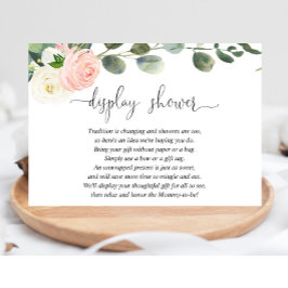 赤面ピンクのホワイトディスプレイシャワー女の子の赤ちゃんシャワー エンクロージャーカード