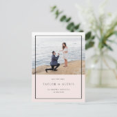 赤面ピンクのミニマリストフレーム写真の保存日付 ポストカード (スタンド正面)