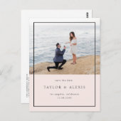 赤面ピンクのミニマリストフレーム写真の保存日付 ポストカード (正面/裏面)