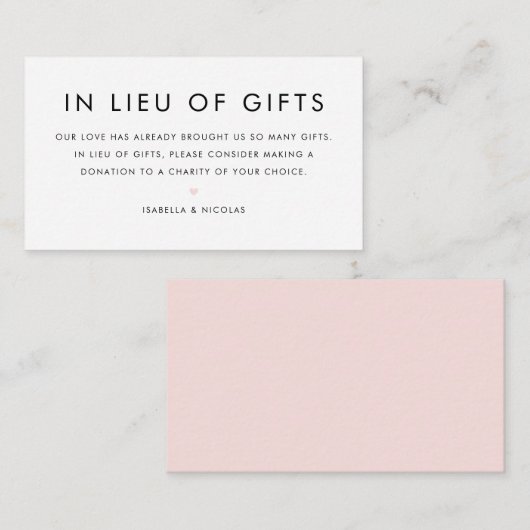 赤面ピンクのミニマルタイポグラフィでギフトに代わる エンクロージャーカード (正面/裏面)