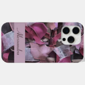 赤面ピンクのモノグラムブルゴーニュフェミニン Case-Mate iPhoneケース (裏面 (横))