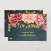 赤面ピンクのロマンチック結婚バラのゲスト詳細 エンクロージャーカード (正面/裏面)