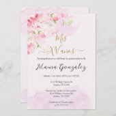 赤面ピンクのローズキンセアニラの招待 招待状 (正面/裏面)