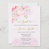 赤面ピンクのローズスイート16招待 招待状 (正面)