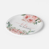 赤面ピンクのローズベビー開花シャワーおむつラッフル ペーパープレート (アングル)