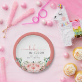赤面ピンクのローズベビー開花シャワーおむつラッフル ペーパープレート (パーティー)