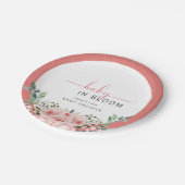 赤面ピンクのローズベビー開花シャワーおむつラッフル ペーパープレート (アングル)