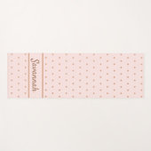 赤面ピンクのローズ金ゴールドドット名 ヨガマット (正面(横))