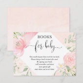 赤面ピンクのローズ金ゴールド女の子の赤ちゃんシャワーのブックリクエスト エンクロージャーカード (正面/裏面)