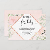 赤面ピンクのローズ金ゴールド女の子の赤ちゃんシャワーのブックリクエスト エンクロージャーカード (正面/裏面)