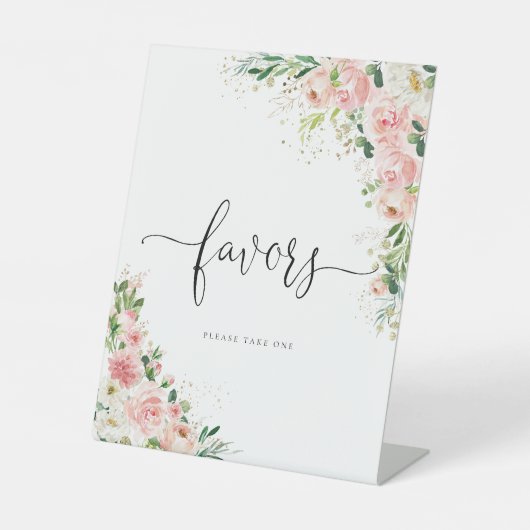 赤面ピンクのローズ金ゴールド好意サイン 台座サイン (正面)