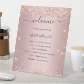 赤面ピンクのローズ金ゴールド結婚式 台座サイン (インサイチュ)