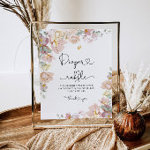 赤面ピンクのワイルドフラワーおむつラッフルベビーシャワー ポスター