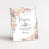 赤面ピンクのワイルドフラワーおむつラッフルベビーシャワー ポスター