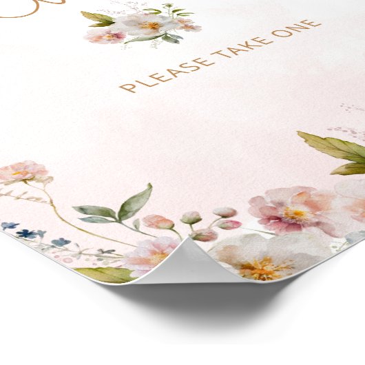 赤面ピンクのワイルドフラワーベイビーシャワーを好む ポスター (角)