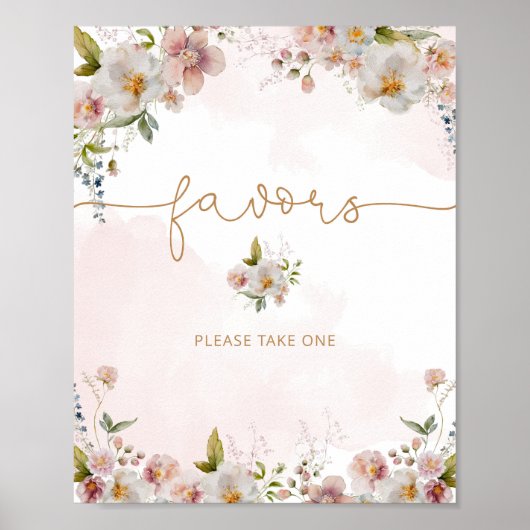 赤面ピンクのワイルドフラワーベイビーシャワーを好む ポスター (正面)
