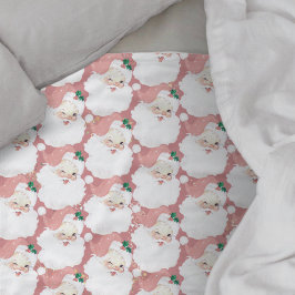 赤面ピンクのヴィンテージサンタクロースのウィンキングクリスマス フリースブランケット