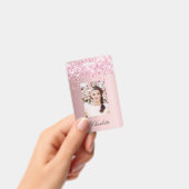 赤面ピンクの写真名 バッジ (手持ち)