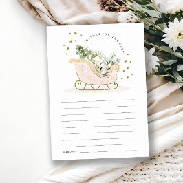 赤面ピンクの冬のそり赤ちゃんシャワーの願い エンクロージャーカード
